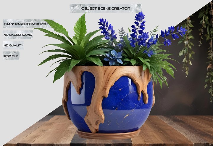 Wood & Lapis Elegance SPA decor – Vase PNG product image (2)