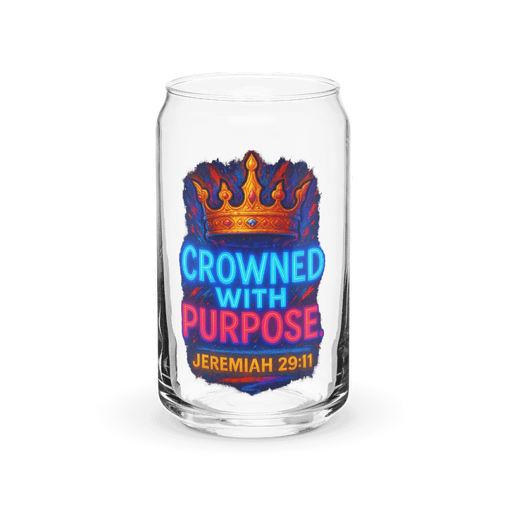 CROWNED WITH PURPOSE — Neon Can-Shaped Glass (Jeremiah 29:11) product image (2)