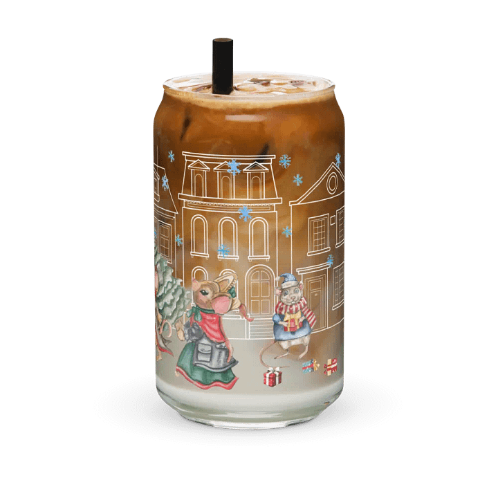 Prelude To Christmas Glass Can Tumbler | 16oz Holiday-Themed Drinkware | Festive Winter Scene Design product image (2)