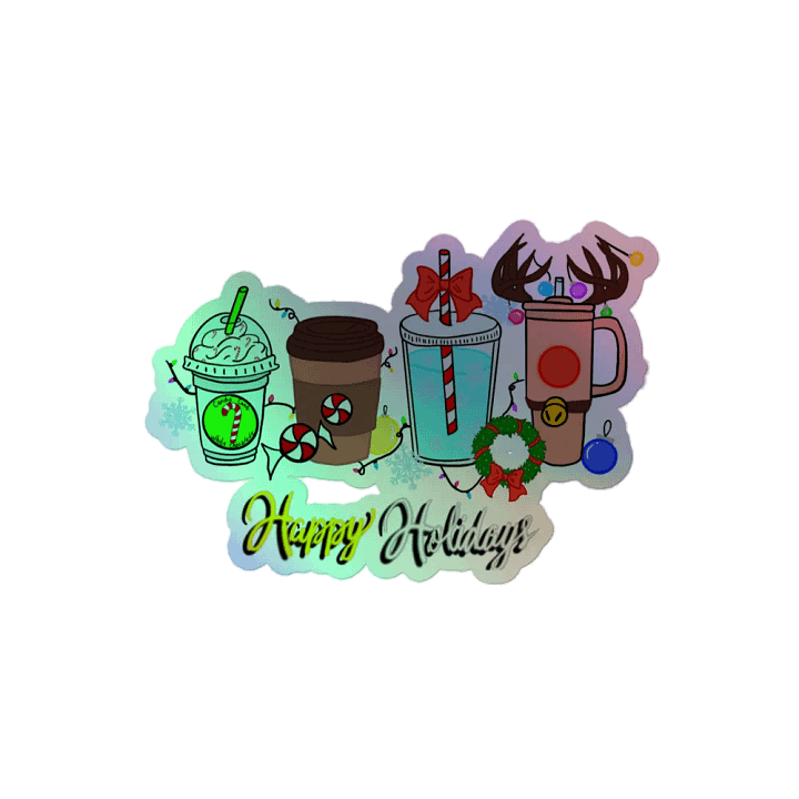 Festive Holiday Drink Holographic Sticker Set product image (2)