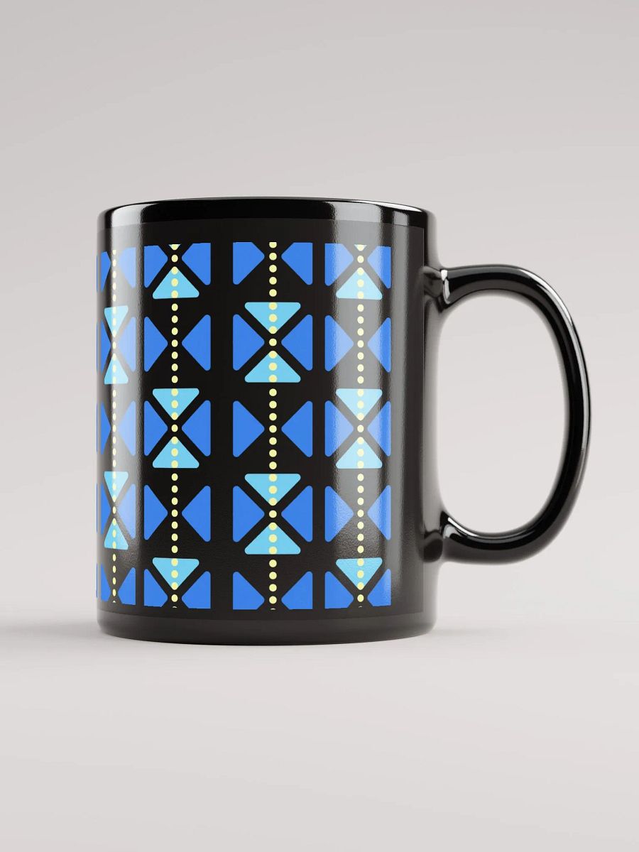 Blue Triangles And Yellow Dotted Lines Black Mug product image (1)