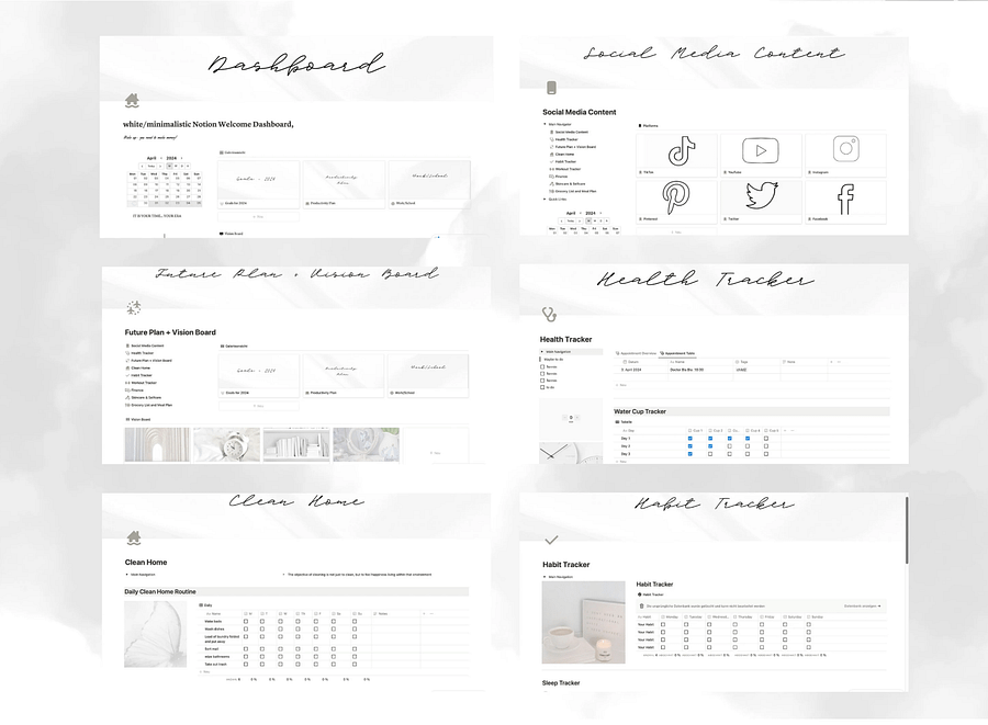 White minimalistic Weekly Notion Ultimate Financial Planner, Financial Deadline Daily Planner product image (4)