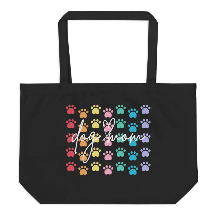 Dog Mom Colorful Paws Large Eco Cotton Twill Tote Bag product image (1)