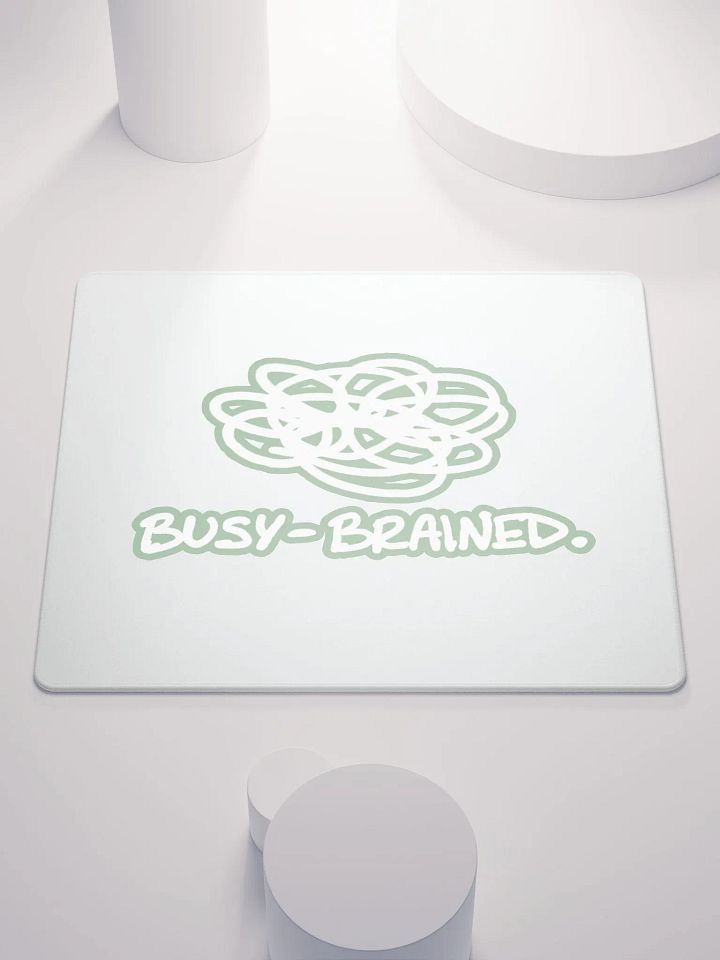 BUSY-BRAINED (lined design, #96B697) mouse pad product image (1)