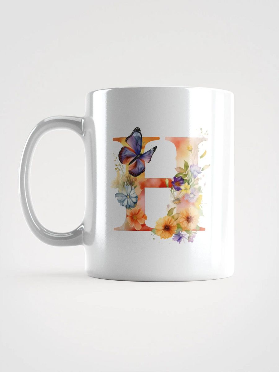 Letter H Monogram Floral Fantasy White Glossy Mug product image (17)