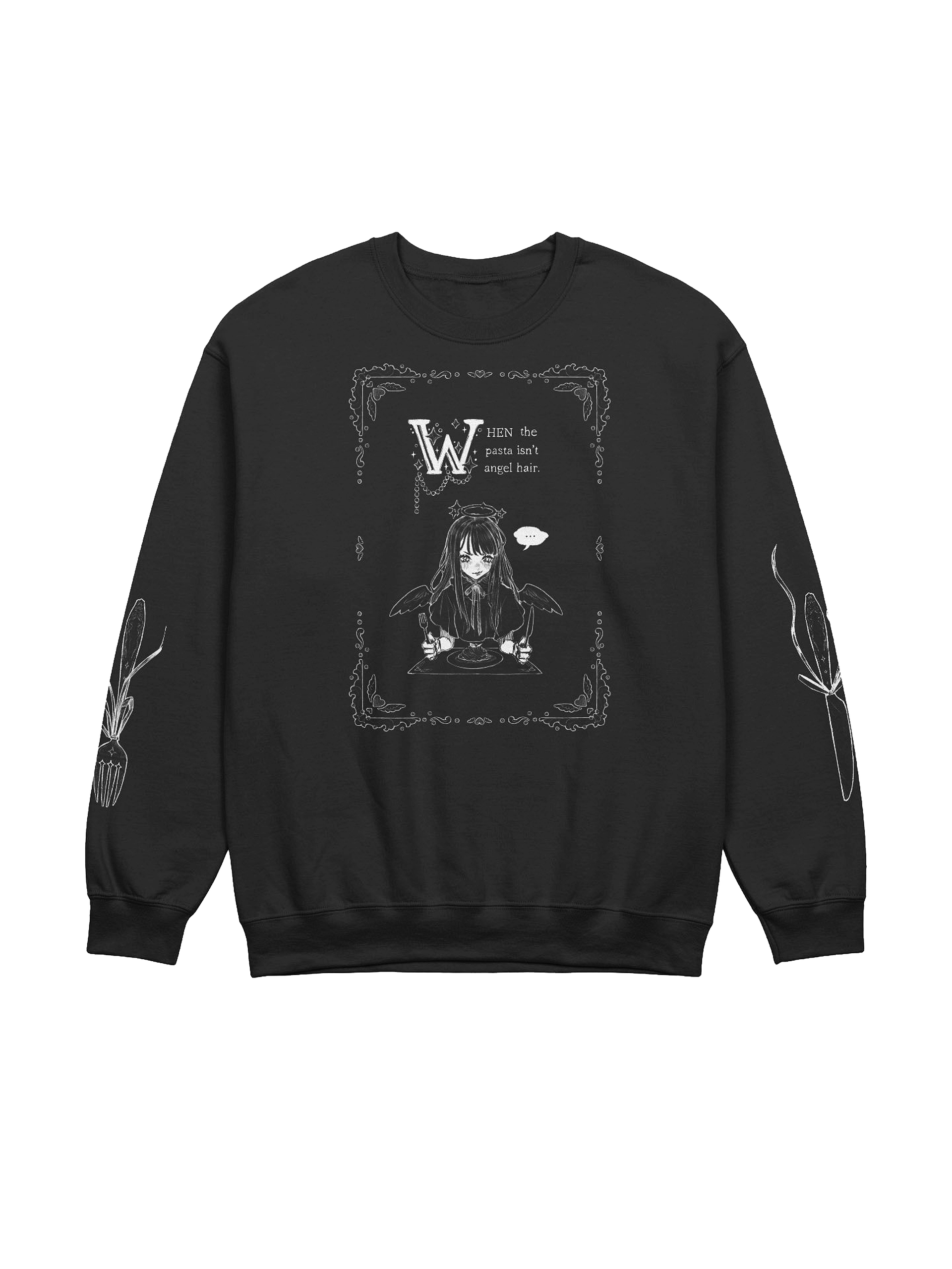 angel hair pasta // dark crewneck product image (1)