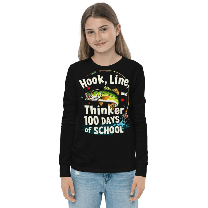 100 Days of School Kids Fishing Long Sleeve Tee product image (1)