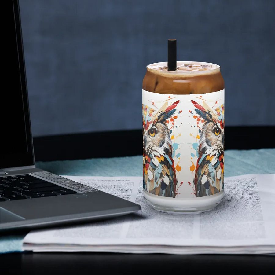 Vibrant Wisdom Owl Glass Can Sipper product image (5)