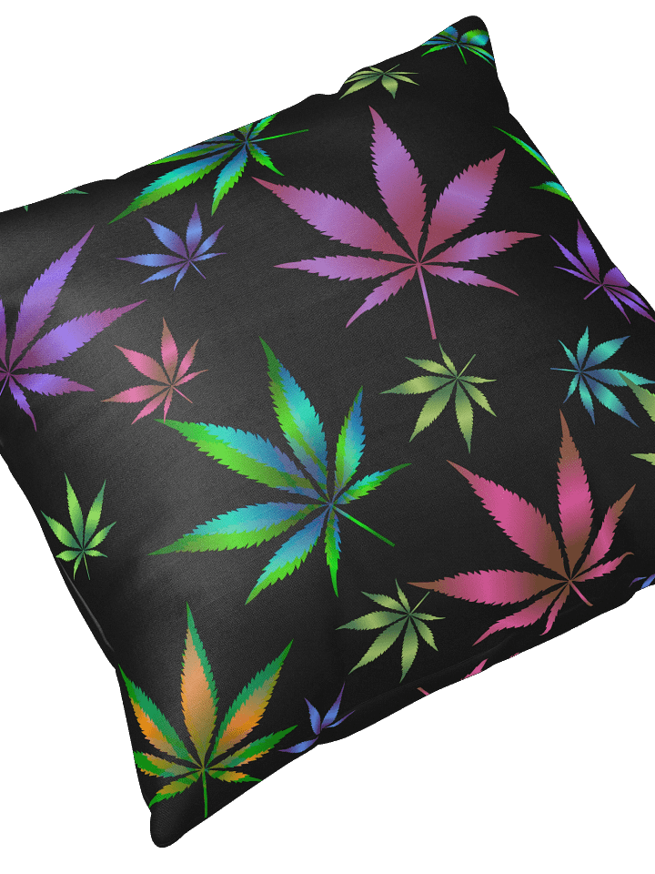 Vibrant Vibes - Colorful Cannabis Leaf - Premium Throw Pillow product image (2)