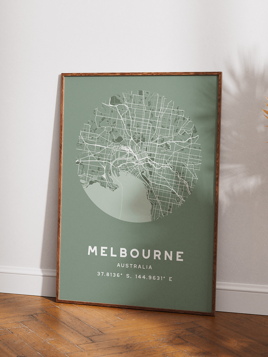 Melbourne Street Map Poster – Sage Green Minimalist Circular City Art product image (3)
