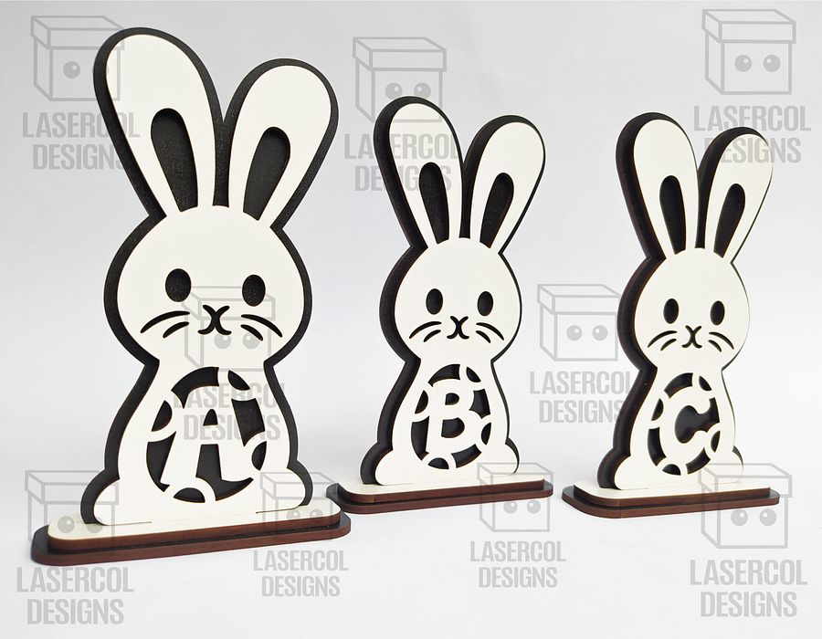 Easter Bunny Monogram Set 1 (3 Sizes) - Laser Cut Files product image (10)