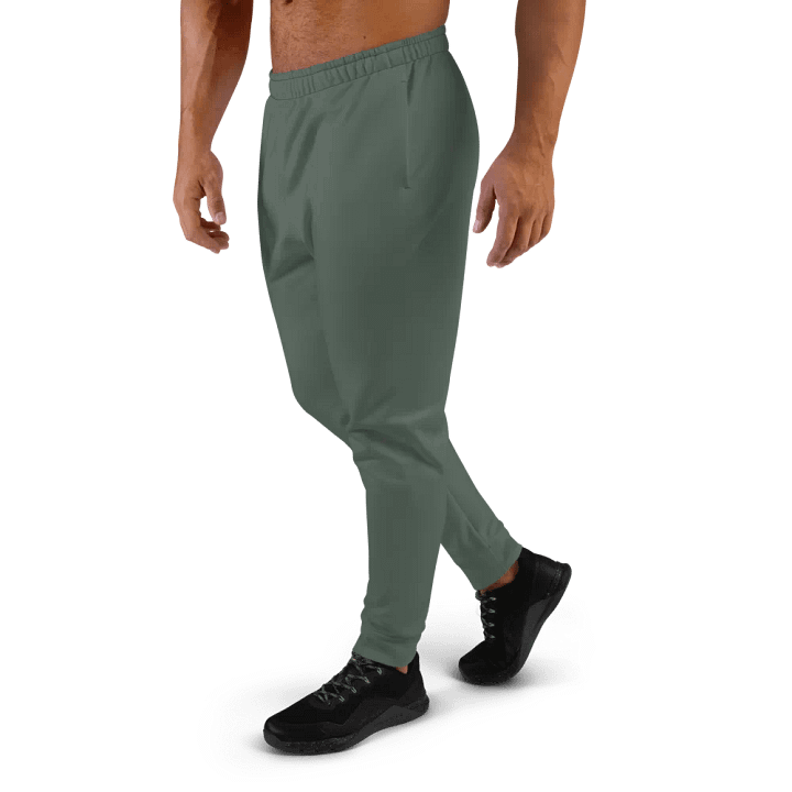 Plain Dark Sage Green Soft Summer Recycled Polyester Premium Men's Joggers by Treasure Pie product image (2)
