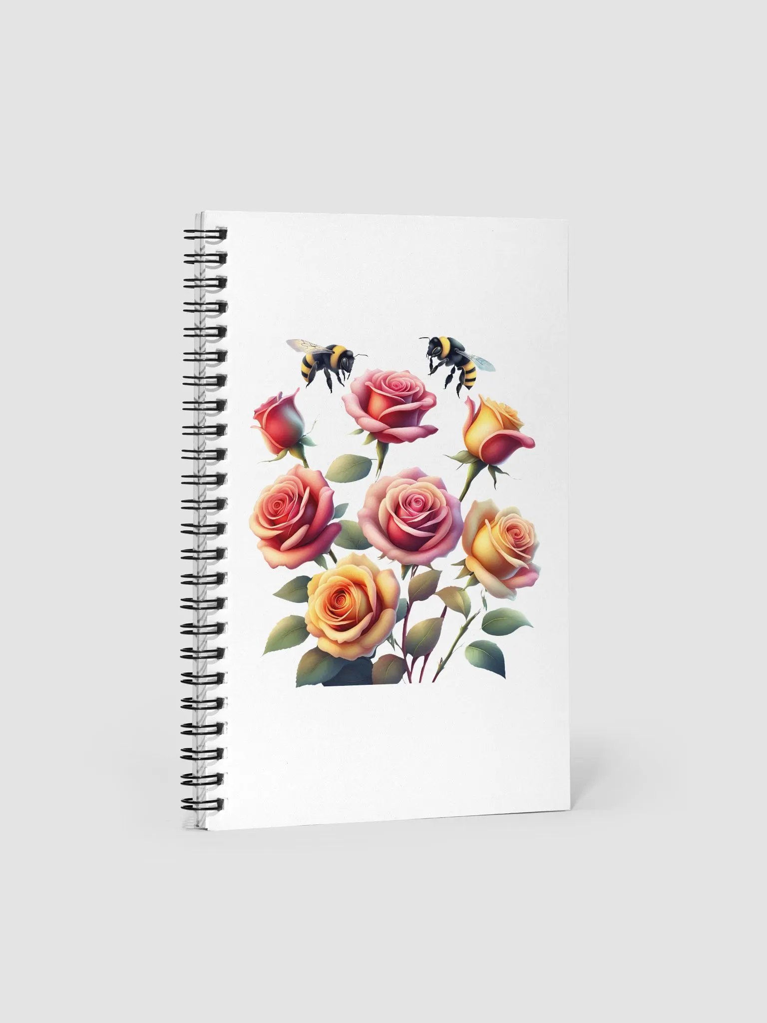 Honey Bees and Roses Graphical Design Spiral Notebook product image (3)