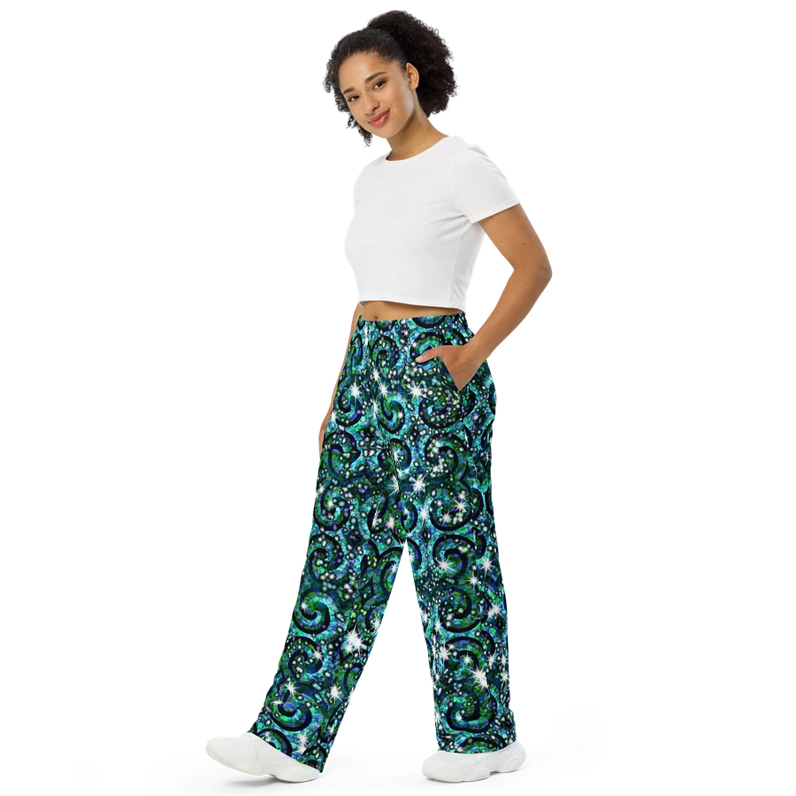 Green Blue Sparkle Swirl Wideleg Pants product image (4)