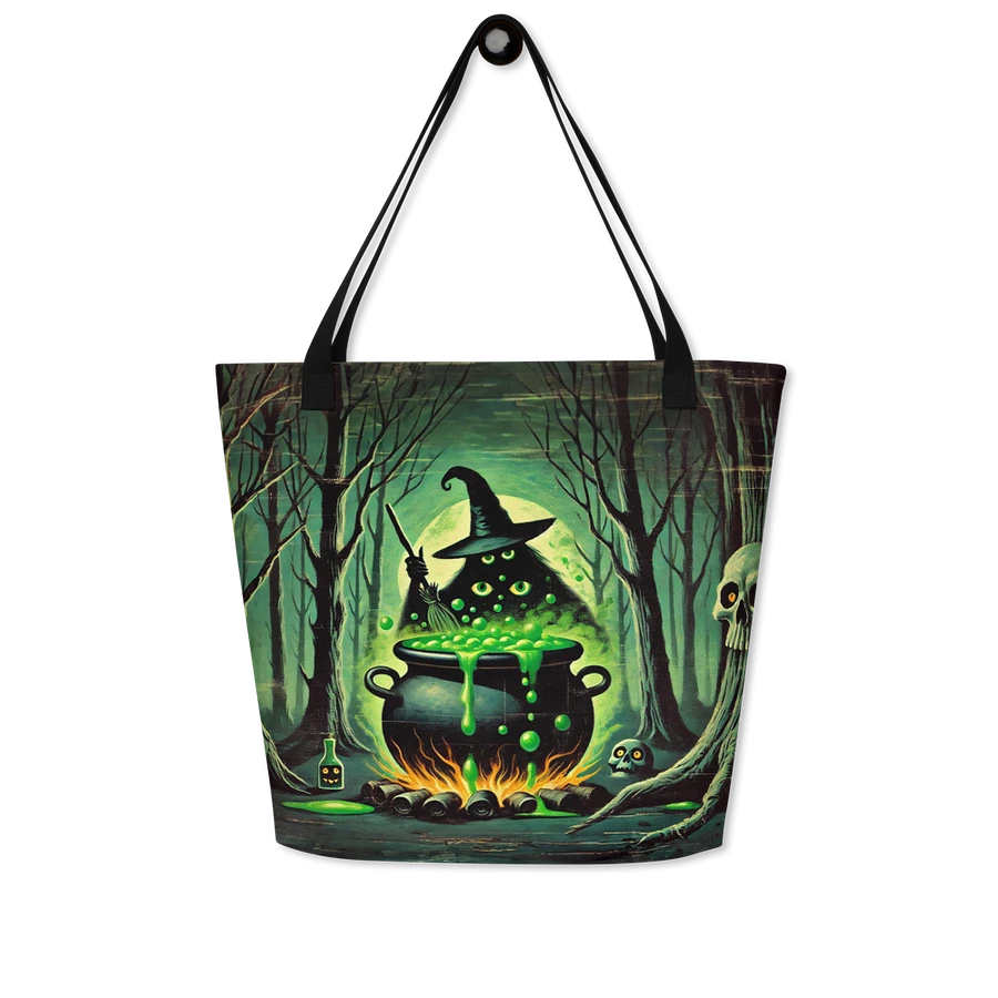 Cauldron Monster Large Halloween Tote Bag (Distressed Look) product image (5)