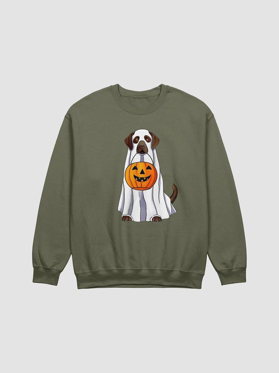 Labrador(Chocolate) Halloween Sweatshirt | Funny Fall & Halloween Labrador Wearing a Ghost Costume with a Pumpkin Basket product image (21)