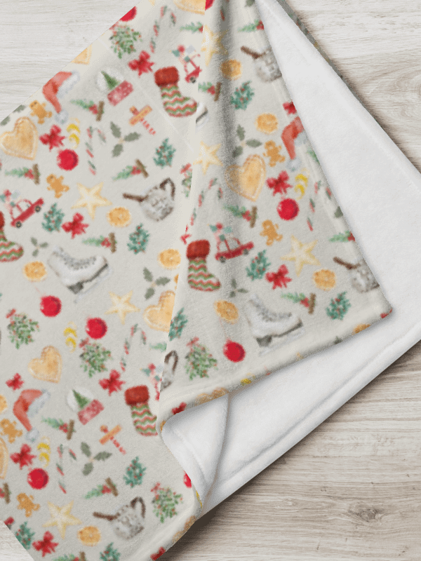Kuschelige Weihnachtsdecke mit Weihnachtsmotiven | Geschenkidee | Kuschelige Decke mit Weihnachtsmuster für Feiertagsdekoration product image (2)