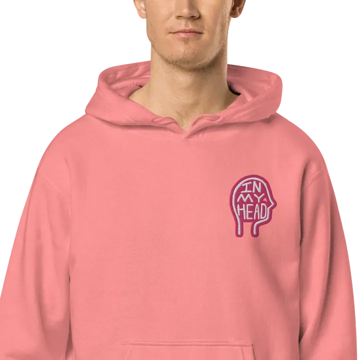 In My Head (L.C. pink bubble design 2) embroidered pigment hoodie product image (1)