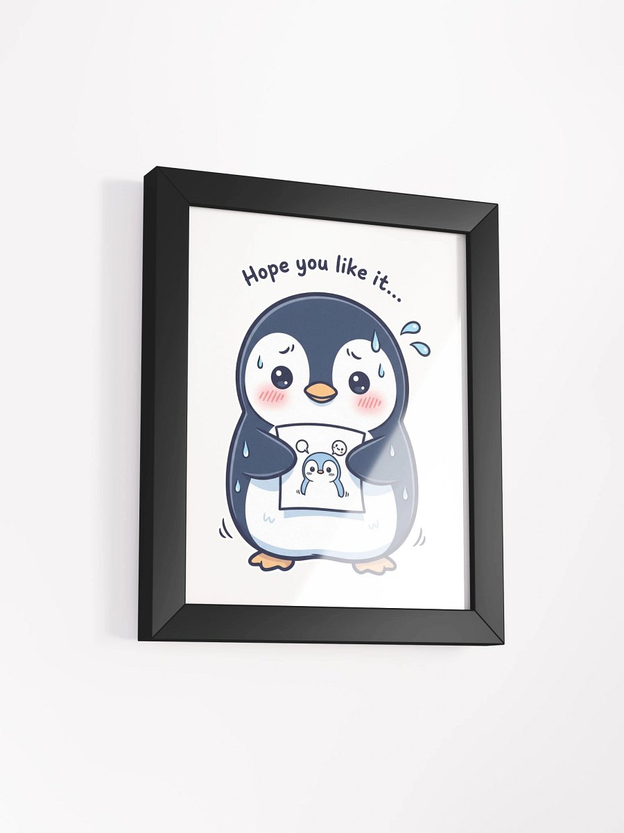 Nervous Penguin Presenting Art Framed High-Quality Matte Poster product image (2)