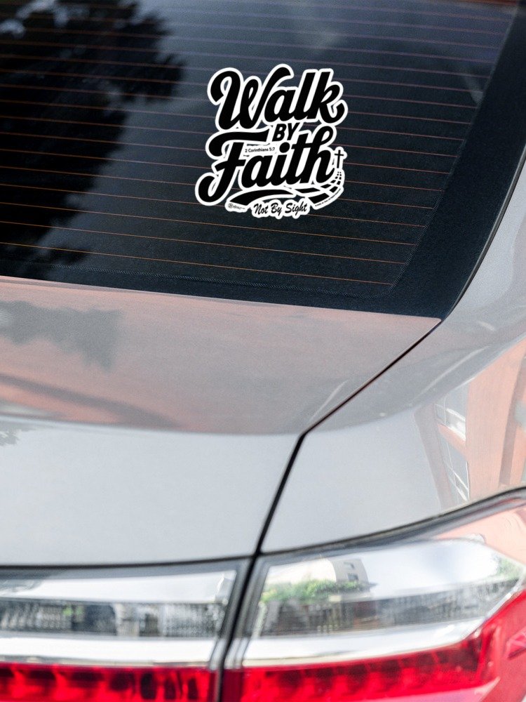 Walk By Faith, Stickers, Bubble-free, 2 Corinthians 5:7, KJV, Bible Verse, Scripture Sticker. product image (4)
