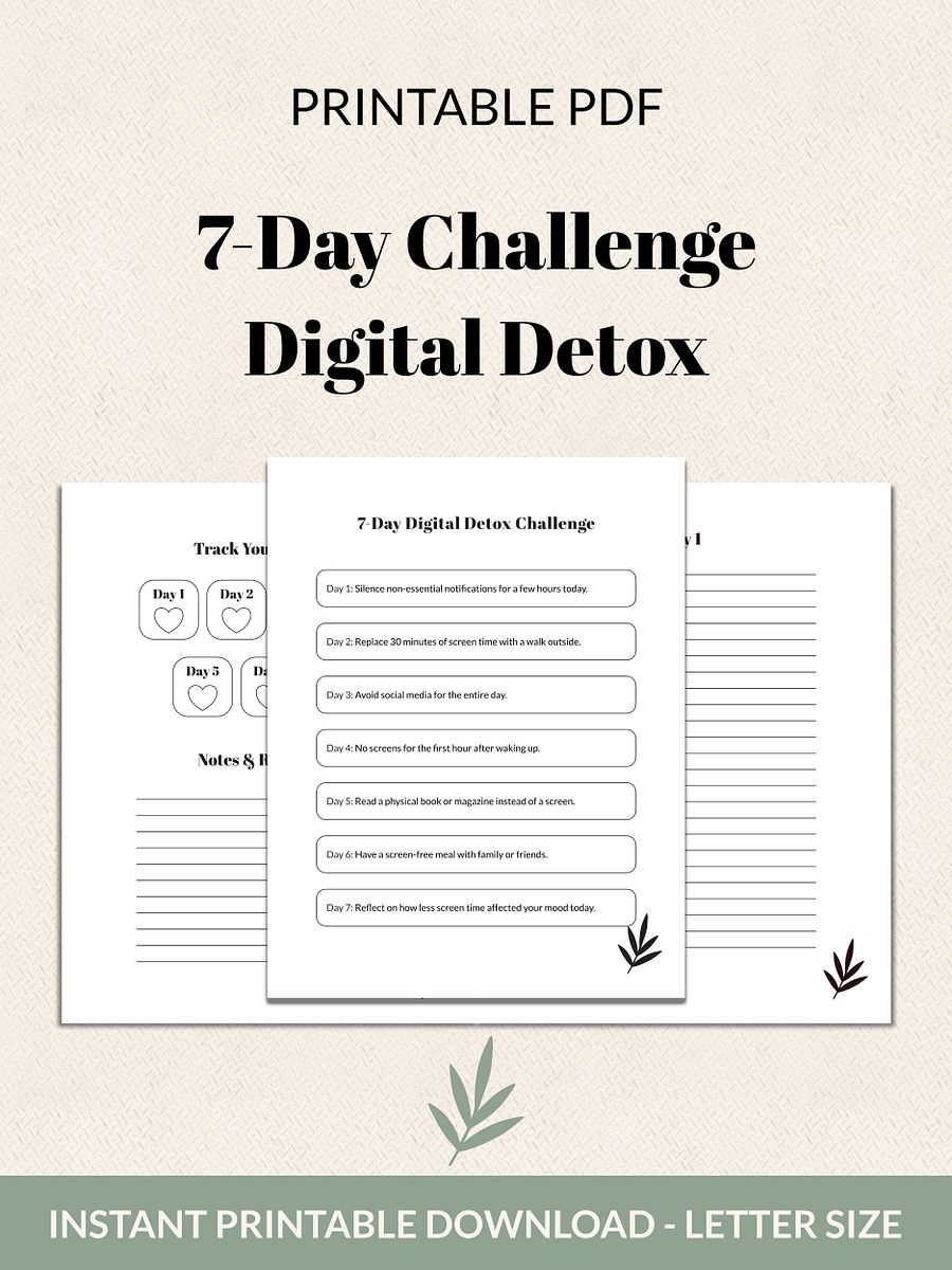 7-Day Digital Detox Challenge Printable product image (2)