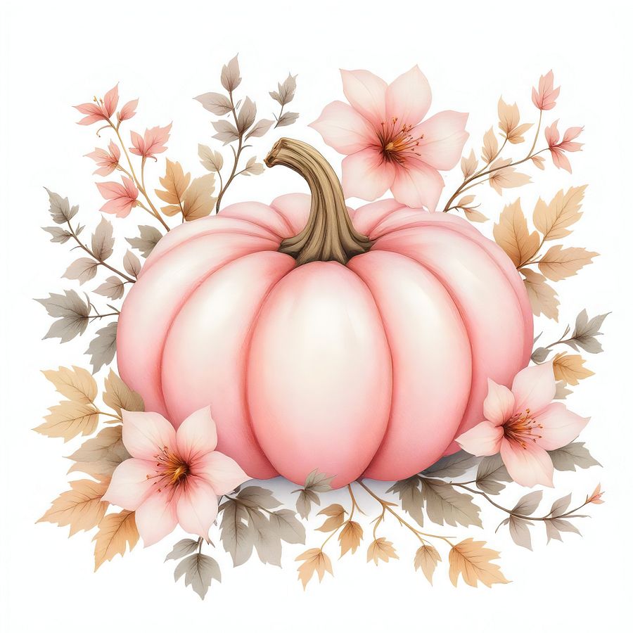Free 20 Pink Floral Pumpkin Digital Clipart - Charming Designs for Creative Projects and Decor product image (3)