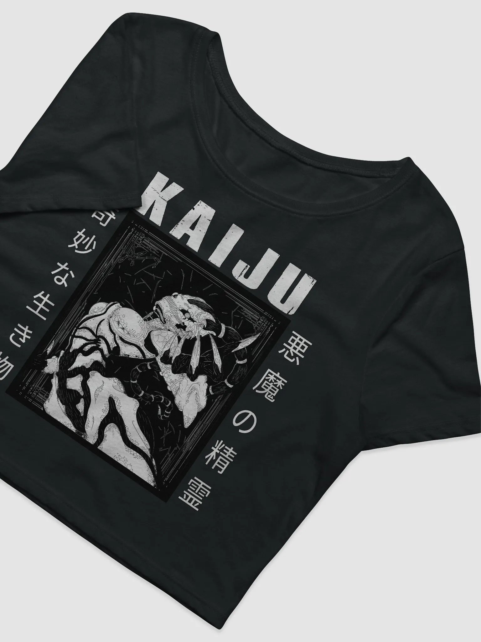 - [FRONT PRINT] - KAIJU Blackout Woman's Crop Tee product image (3)