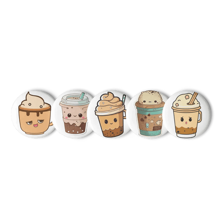 Sleepy Cute Coffee Cup Pin Button Set product image (3)