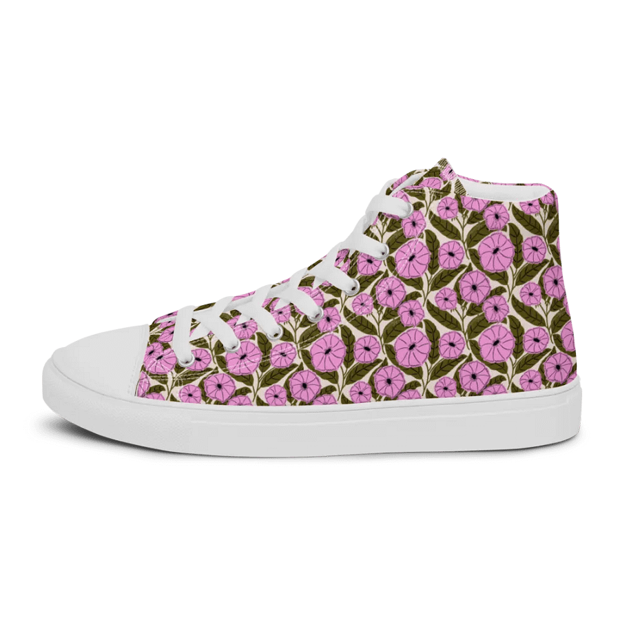 Dipladenia Dreams - Pink and Green - Mens High Top Canvas Shoes product image (9)