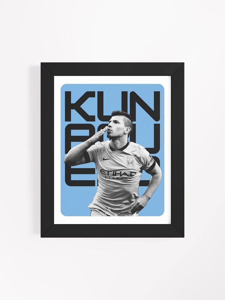 Sergio Agüero BW Manchester City Name Art Framed Print product image (2)