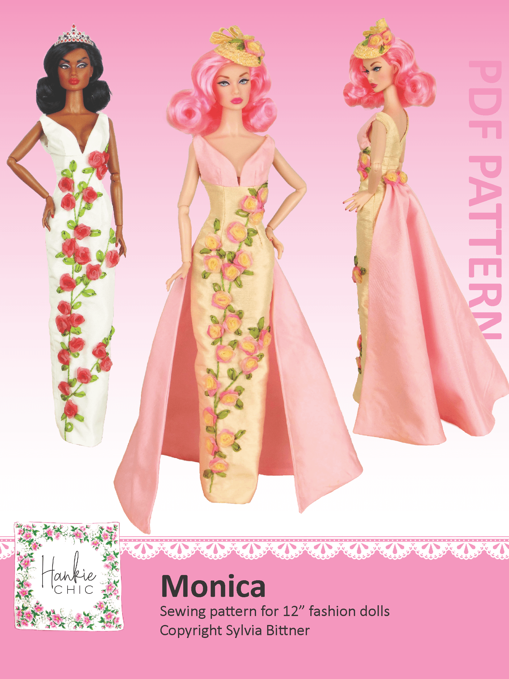 Monica sewing pattern for 12" fashion dolls product image (1)