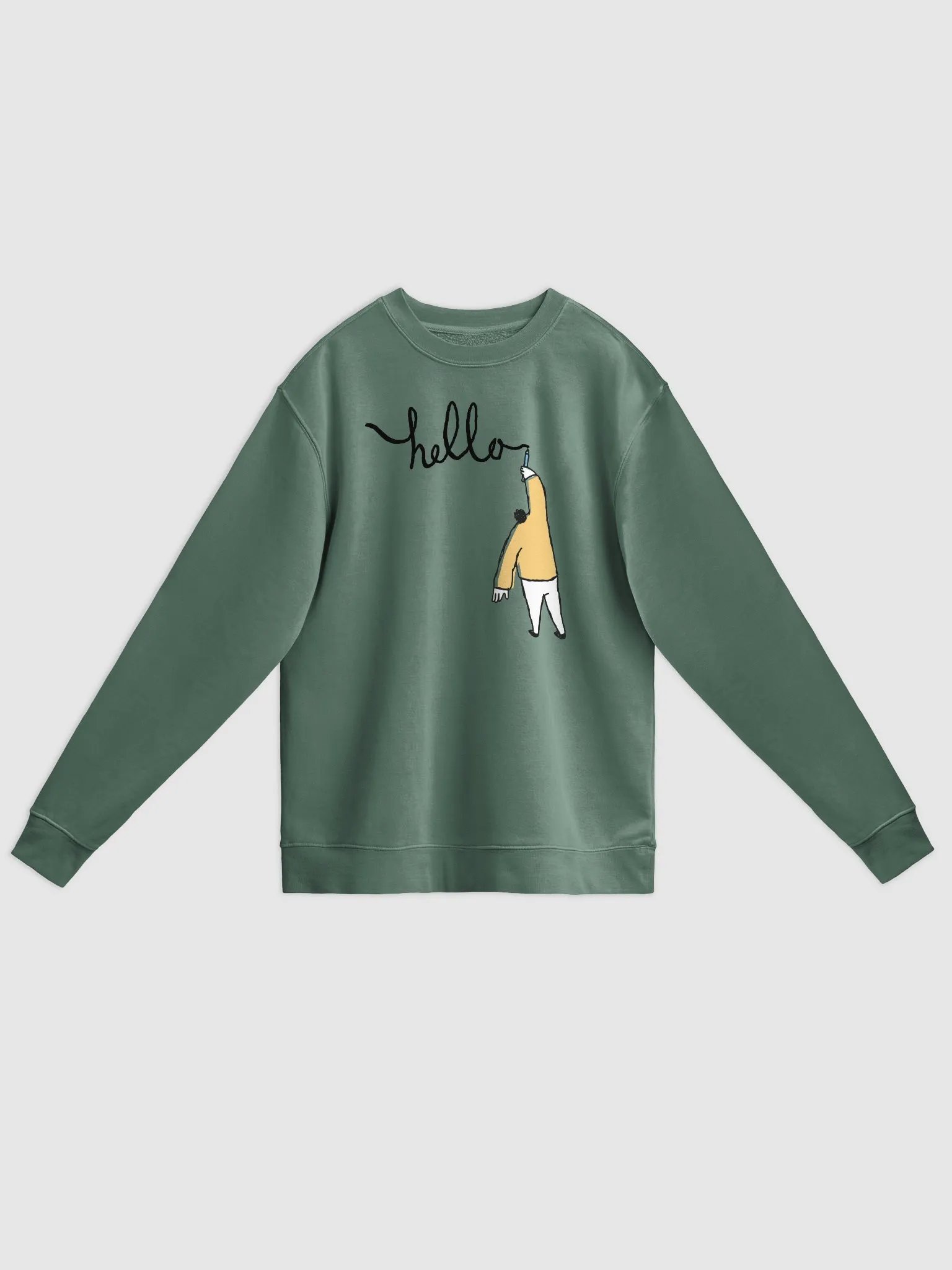 "Hello" Caricature Unisex Midnight Pigment Dyed Sweatshirt product image (3)