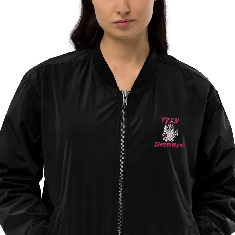 Very Demure Cute Ghost Embroidered Premium Recycled Bomber Jacket product image (5)