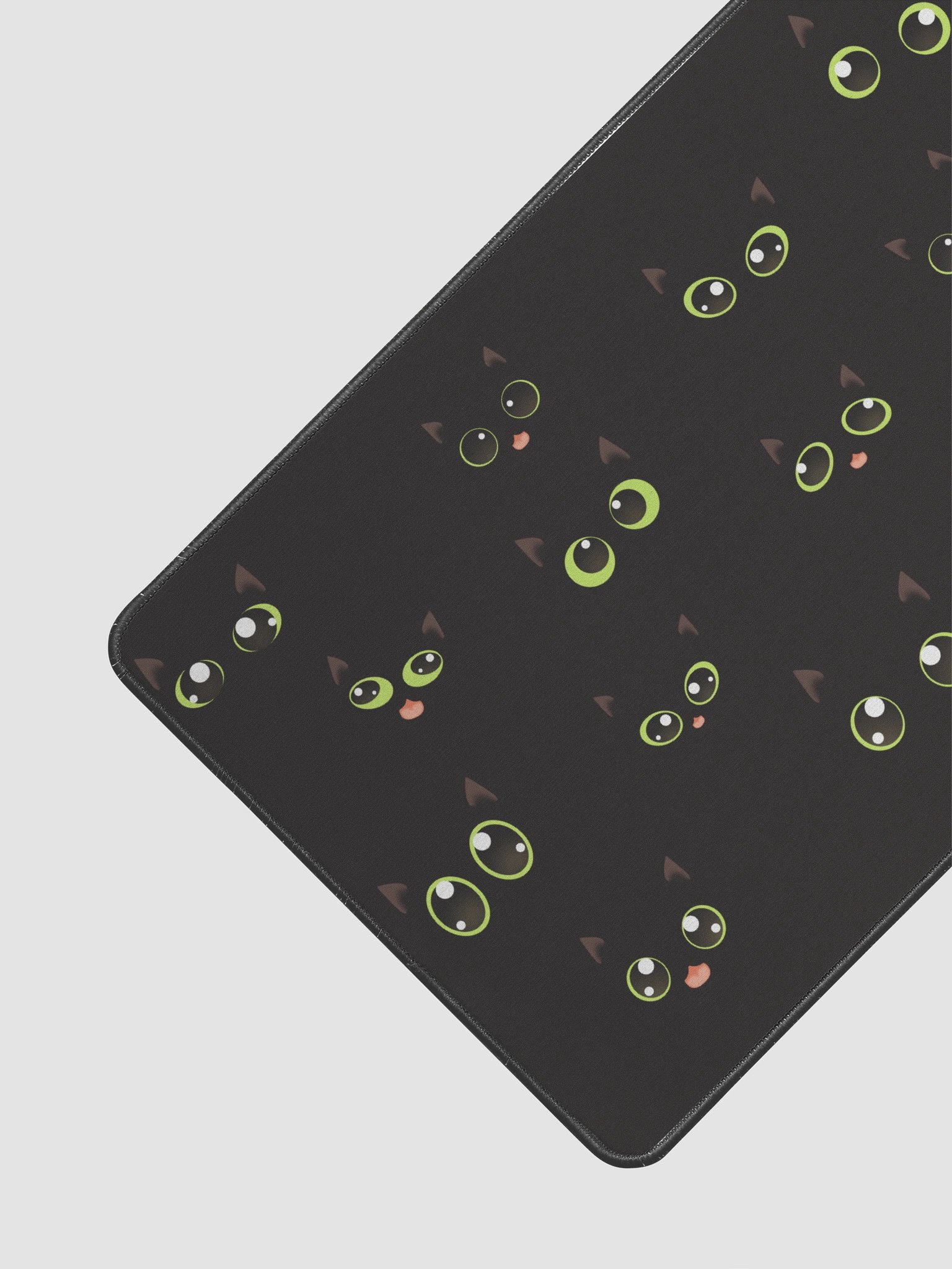 Cute Black Cat Faces (Green Eyes) Desk Mat 12" x 22" product image (2)