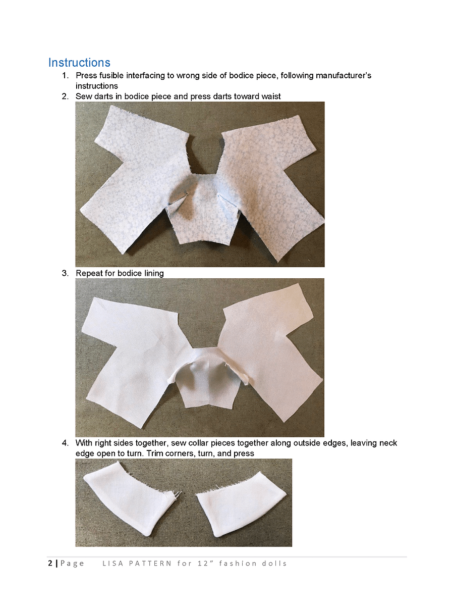 Lisa sewing pattern for 12" fashion dolls product image (3)