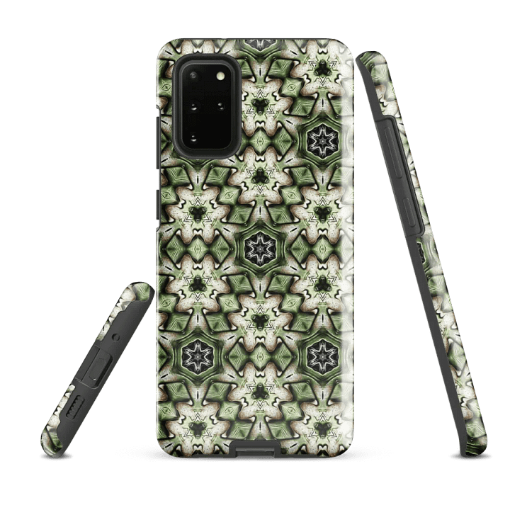Tough Phone Case for Samsung® - Green and Beige Hex Geometric Pattern product image (2)