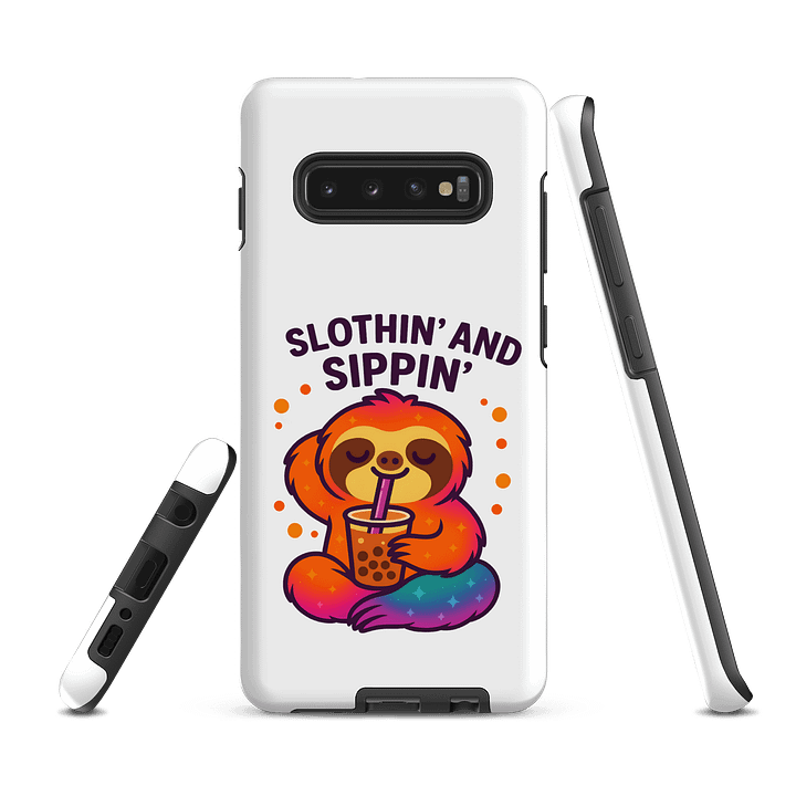 Slothin’ and Sippin’ – Funny Sloth Samsung Case | Boba Edition Tough Phone Case – Sloths Having Snacks Collection product image (2)