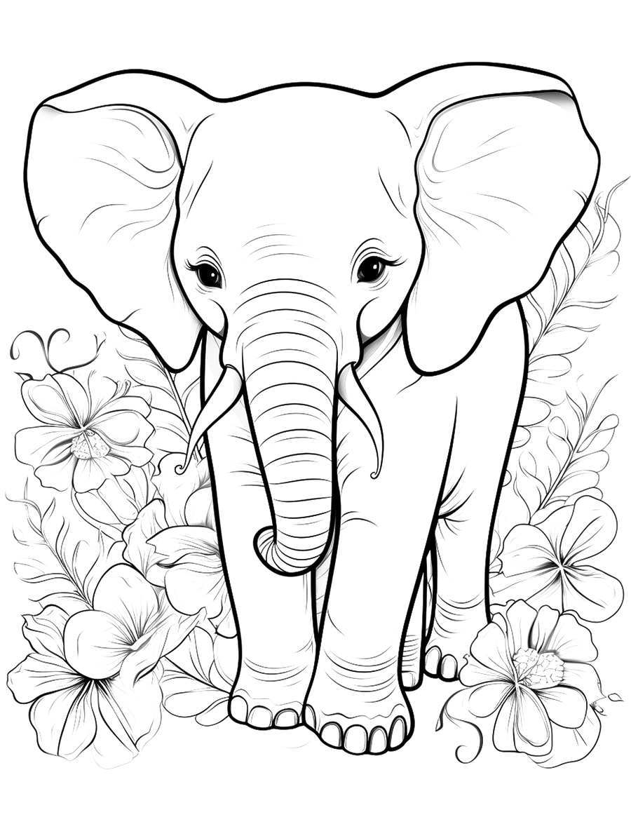 110 Elephant Coloring Book Pages For Kids PDF product image (4)