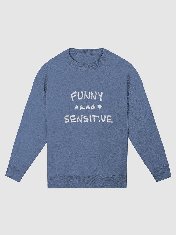 FUNNY *and* SENSITIVE (lg. design, denim-blue and white) knitwear relaxed crewneck product image (2)