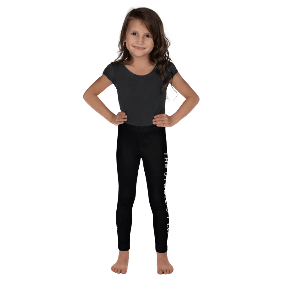 Kids Leggings | Black with White Text/Logo product image (3)