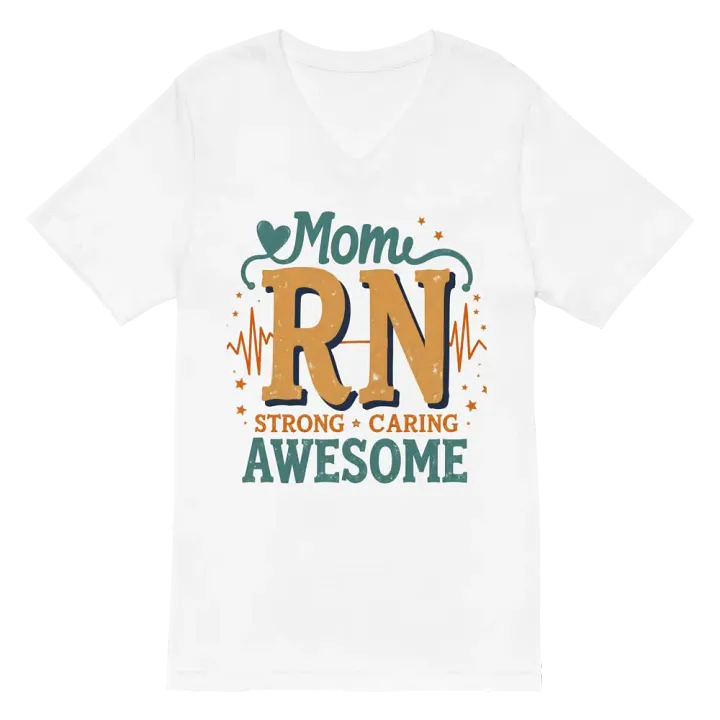 Mom RN, Strong, Caring, and Awesome V-Neck Tee product image (6)