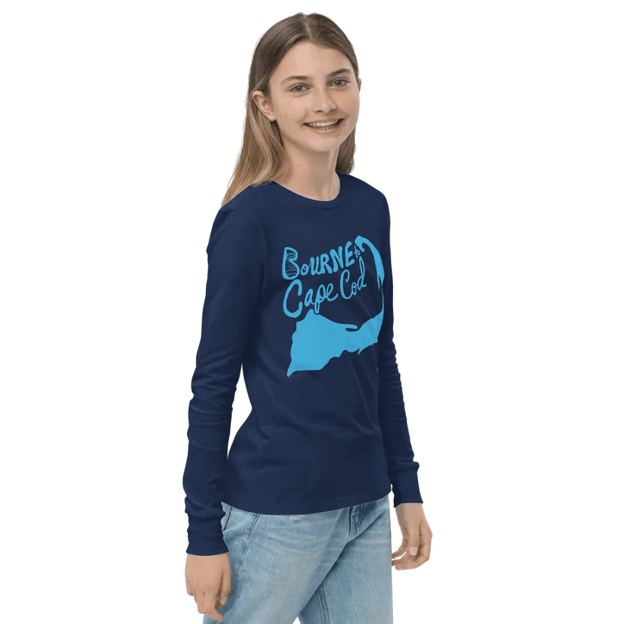 Girls' | BOURNE to Cape Cod™ | Youth Long Sleeve Tee | Coastal Cool for the Next Generation | Blue Logo product image (20)