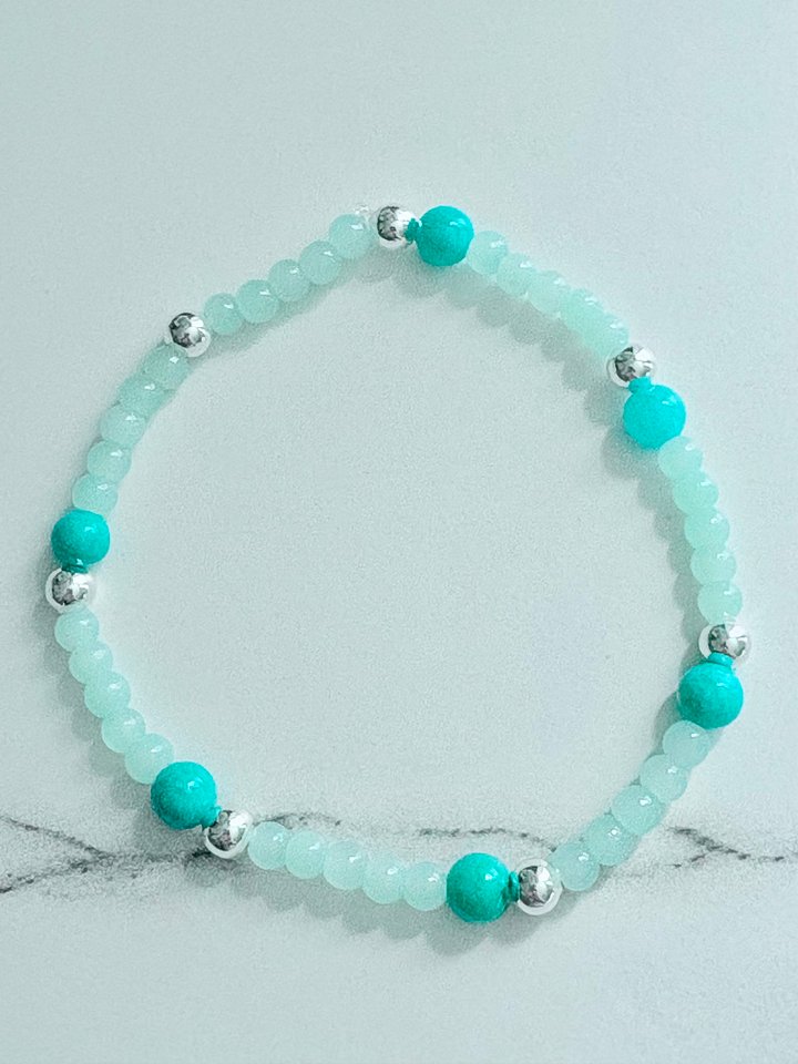Handmade 8" Turquoise Bead Stretch Bracelet | Coastal Charm Jewelry by Monique Faella Designs™ | MFD-00169 product image (1)