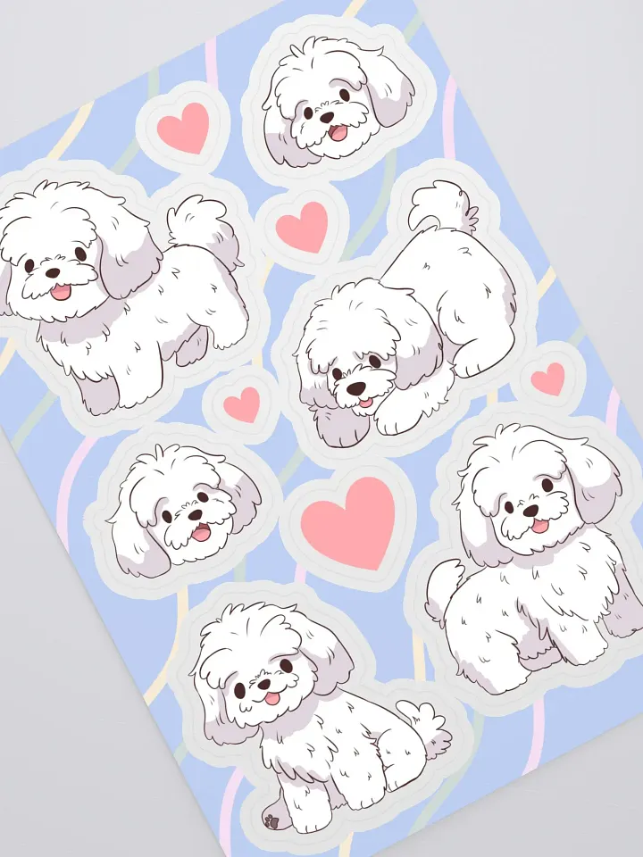 Fluffy Maltese Love - Dog Sticker Sheet product image (2)