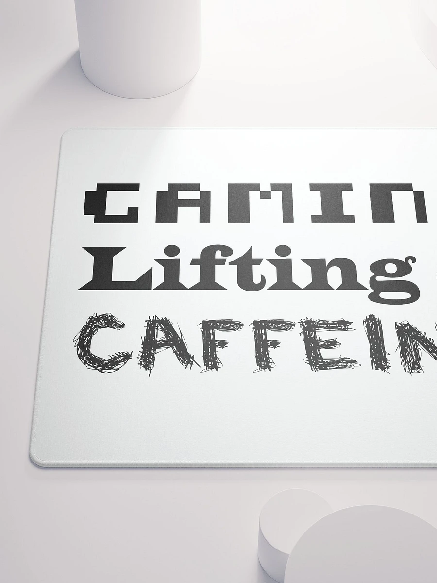 Gaming, Lifting & Caffeine Mouse Pad - Black Lettering product image (6)