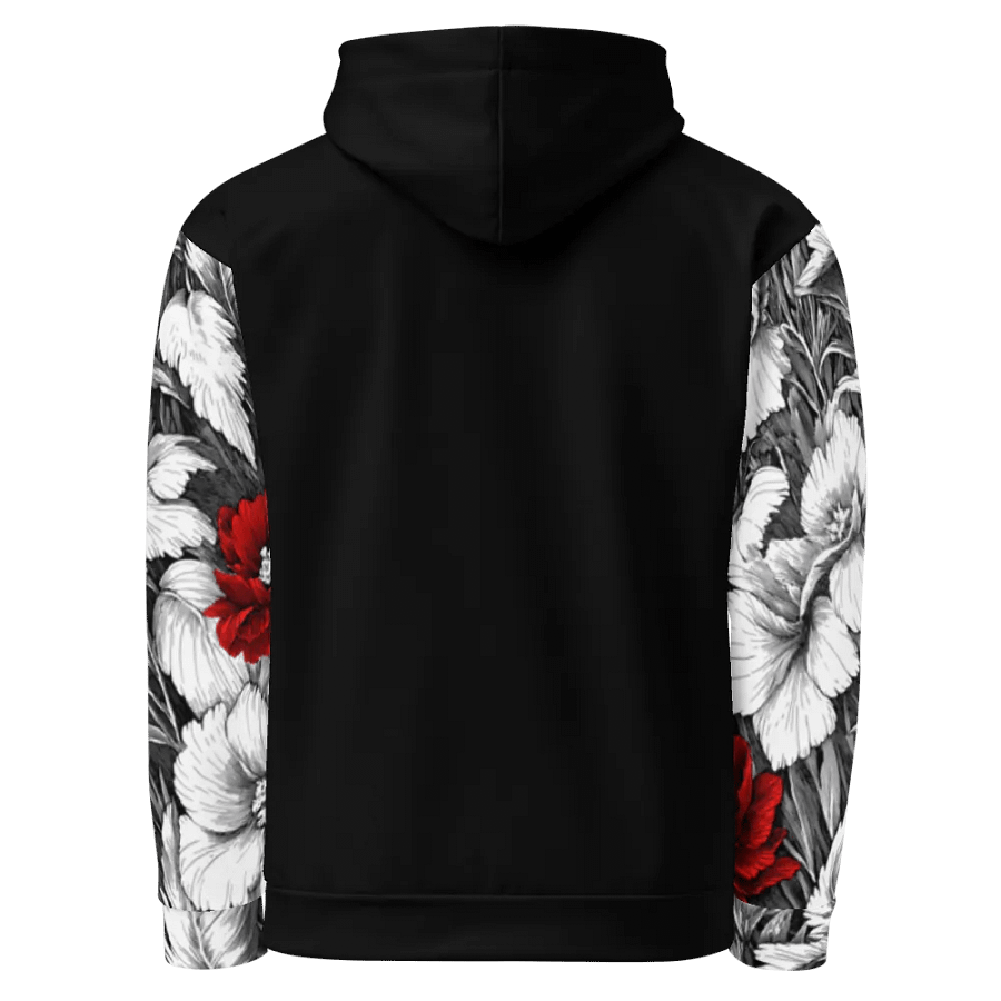 Bold Red Floral Pattern Black Hoodie product image (3)