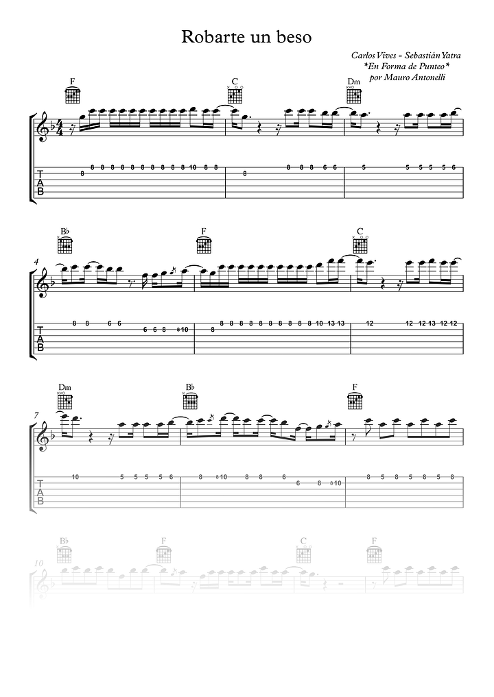 Robarte un beso - Partitura + Tabs + Acordes + Pista product image (1)
