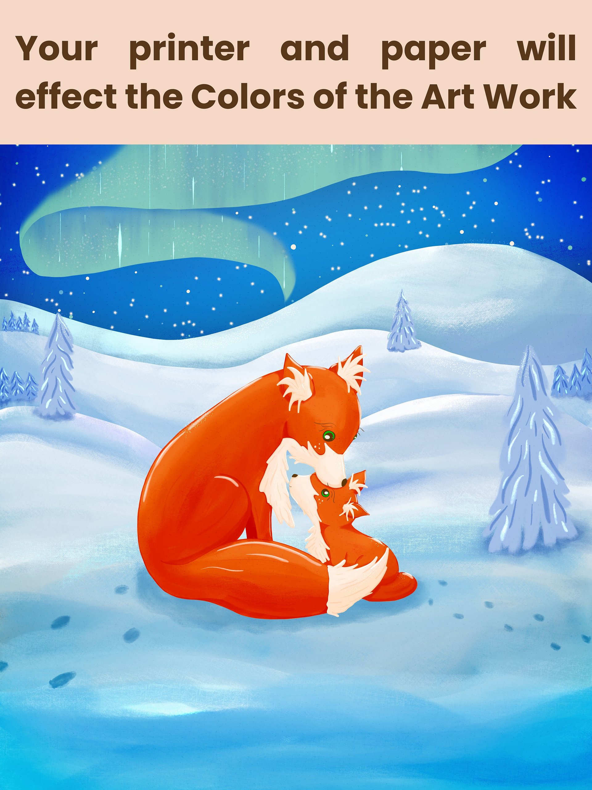 Red Fox Mother and Cub under the Northern Lights product image (3)