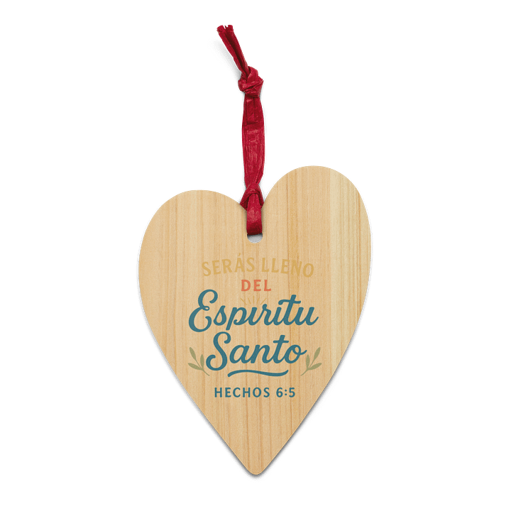 Christian Wooden Ornament – “Serás Lleno del Espíritu Santo” – Spanish Acts 6:5 product image (2)