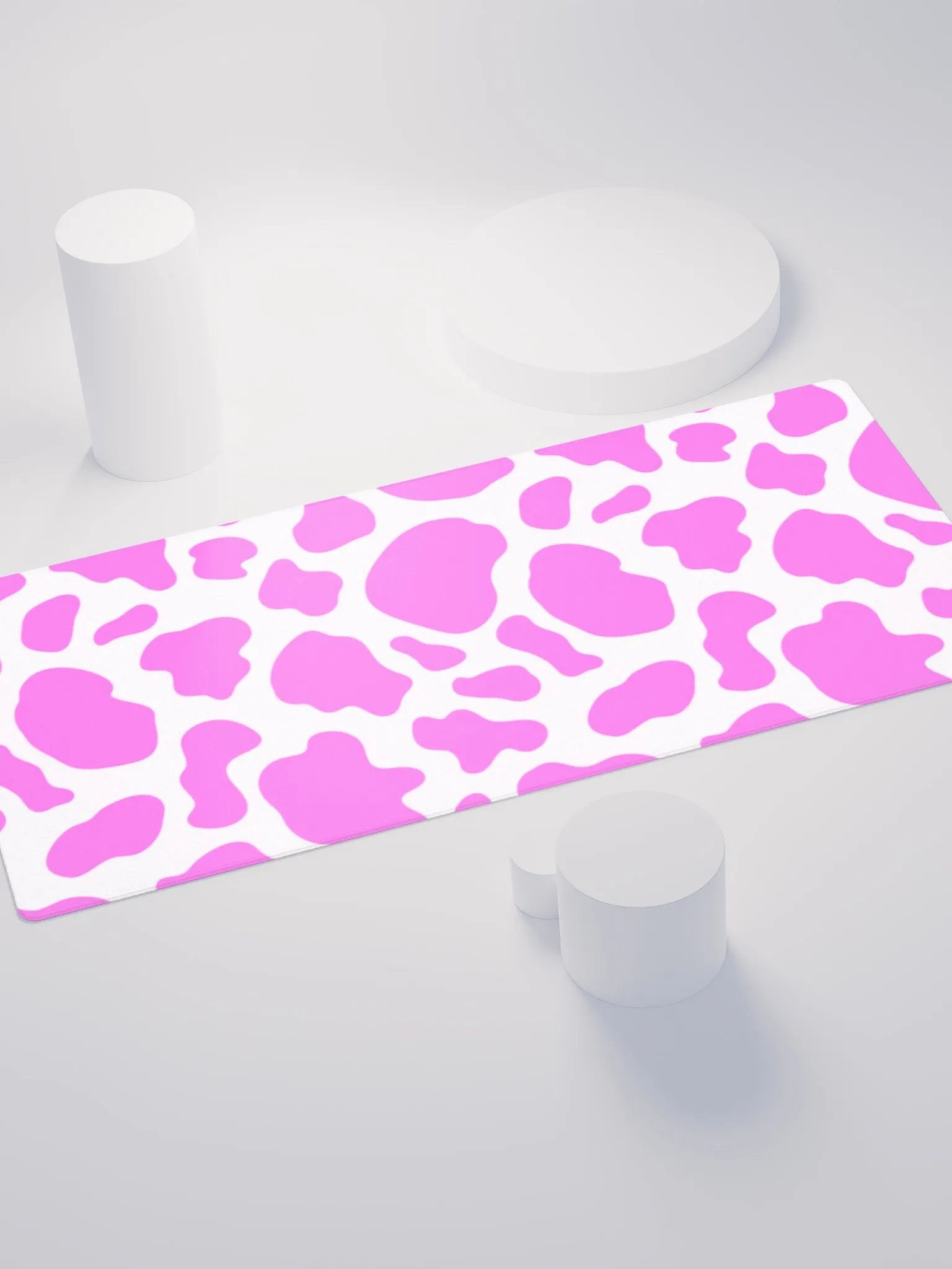 Magenta on white cow print (DESK MAT) product image (4)